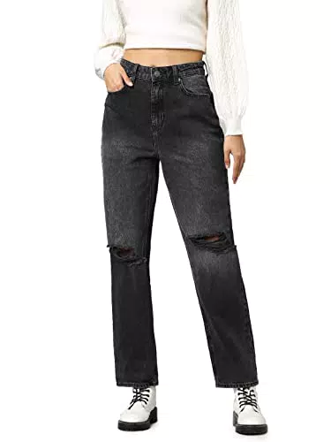 Only ONLROBYN Ex HW STR L AK des CRO086 Noos Jeans, Washed Black