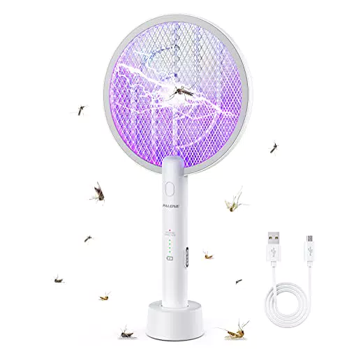 PALONE Racchetta Zanzare Elettrica, 3000V con USB Ricaricabile LED 2-In-1Racchetta Zanzare Elettrico