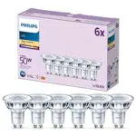 PHILIPS Faretto LED, Luce Bianca Calda, 50W, GU10, 6 pezzi 929001215237