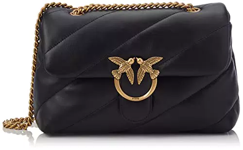 Pinko Love Classic Puff Maxi Quilt 8, Borsa Donna, Z99Q_Nero-Antique Gold