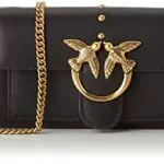 Pinko Love Wallet Simply 8 C Vitello, Borsa Donna, Z99Q_Nero-Antique Gold