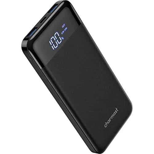 Power Bank 10400mAh, Charmast sottile e leggero Caricabatterie Portatile con LED Display USB C power bank da 5V/3A per iPhone Huawei Xiaomi Smartphone