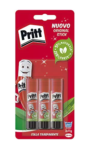 Pritt Colla Stick 3 X 11 gr, Colla per Bambini Sicura e Affidabile