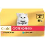 Purina Gourmet Gold Cuore Morbido Cibo Umido per Gatti Adulti con Tonno e Salmone