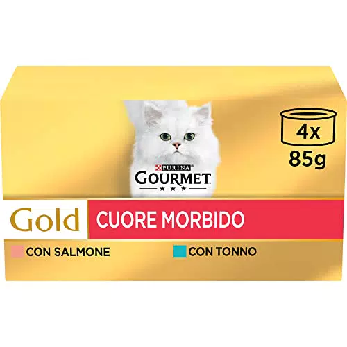 Purina Gourmet Gold Cuore Morbido Cibo Umido per Gatti Adulti con Tonno e Salmone