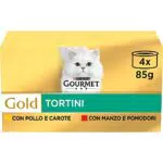 Purina Gourmet Gold Tortini Umido Gatto Pollo e Carote, Manzo e Pomodori, 48 Lattine da 85 g