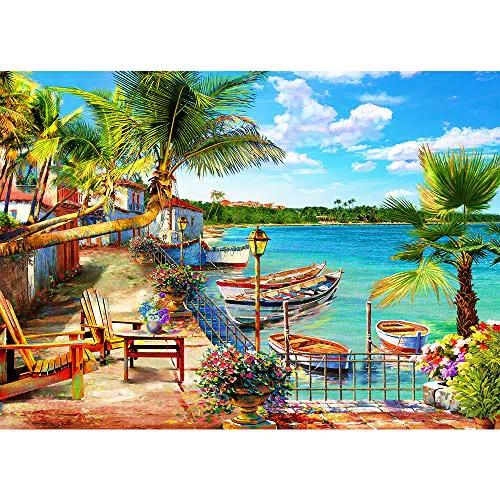 Puzzle da 1000 pezzi, classico puzzle da sogno spiaggia vacanze paesaggistica puzzle colorato per adulti e bambini dai 14 anni in su