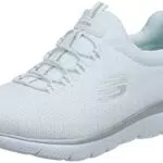 Skechers Summitscarpe da Ginnastica Donna, White Mesh/Silver Trim