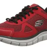 Skechers Track Bucolocarpe Uomo, Red Leather/Black Mesh Trim