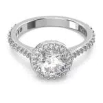 Swarovski Constella Anello Cocktail, con Zirconia Swarovski a Taglio Tondo e Classico Pavé