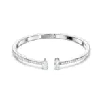Swarovski Attract Bracciale Rigido, Placcato in Tonalità Rodio con Pavé di Cristalli Swarovski e Pietre Centrali di Diversa Forma