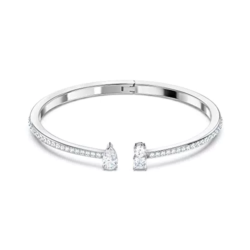 Swarovski Attract Bracciale Rigido, Placcato in Tonalità Rodio con Pavé di Cristalli Swarovski e Pietre Centrali di Diversa Forma
