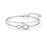 Swarovski Infinity Bracciale Rigido con Catena Morbida Abbinata e Zirconia