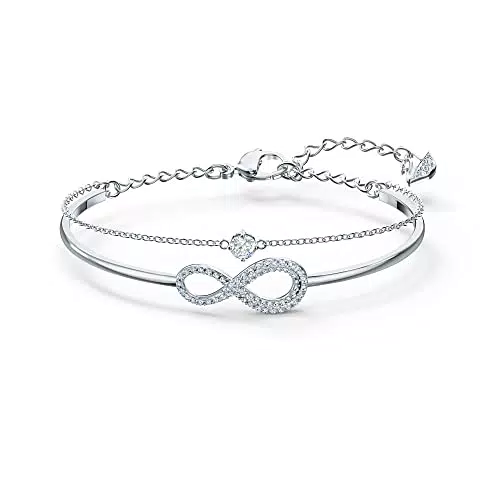 Swarovski Infinity Bracciale Rigido con Catena Morbida Abbinata e Zirconia