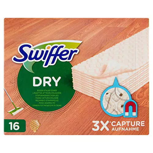 Swiffer Panni Cattura Polvere Legno e Parquet Dry, 16 Pezzi