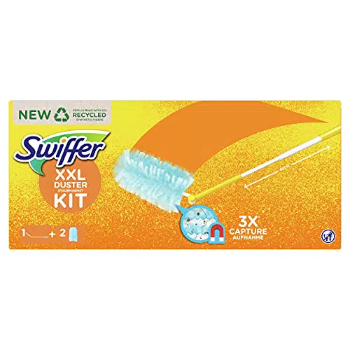 Swiffer Duster Piumini Catturapolvere, 1 Manico Ergonomico e 2 Piumini Duster 360