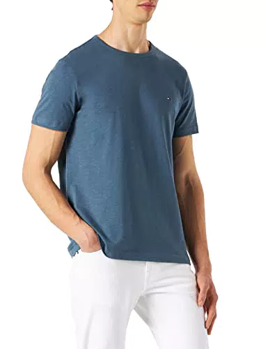 Tommy Hilfiger Cotton Linen Tee T-Shirt, Charcoal Blue