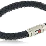 Tommy Hilfiger Jewelry Braccialetto da Uomo in Pelle Blu Navy 2701000