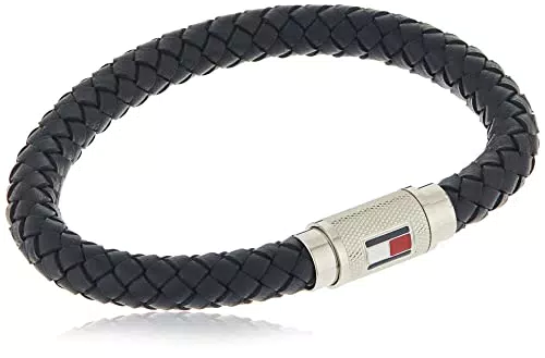 Tommy Hilfiger Jewelry Braccialetto da Uomo in Pelle Blu Navy 2701000