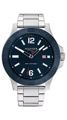 Tommy Hilfiger Orologio Analogico al Quarzo da Uomo con Cinturino in Acciaio Inossidabile Argentato - 1791994