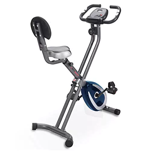 Ultrasport F-Bike 300B Cyclette con Schienale, Training Computer e Appensori di Polsi della Mano Cyclette Pieghevole con 8 Livelli di Resistenza Peso Massimo Utente 100 kg Blu Marino e grigio scuro
