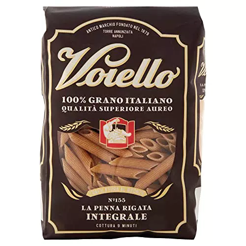 Voiello Pasta Penne Rigate Integrale, Pasta Corta di Semola Grano Aureo 100%