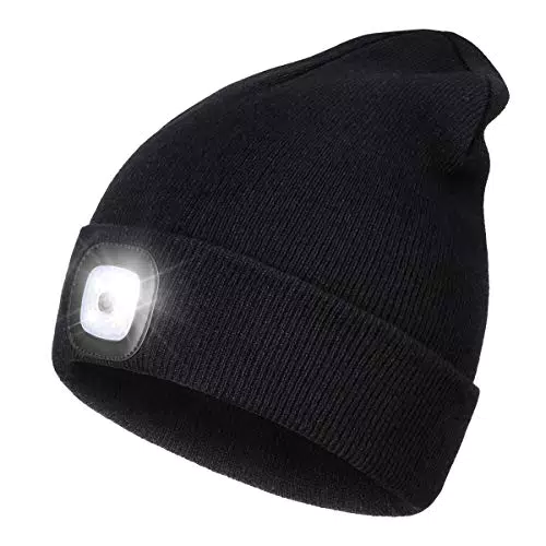 Wmcaps Cappello Uomo Illuminato Berretto 4 LED, Cappello con Luce LED Invernali Berretto a 3 Livelli di luminosit LED