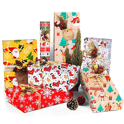 Bluelves 9 Pezzi Carta da Regalo per Regali di Natale