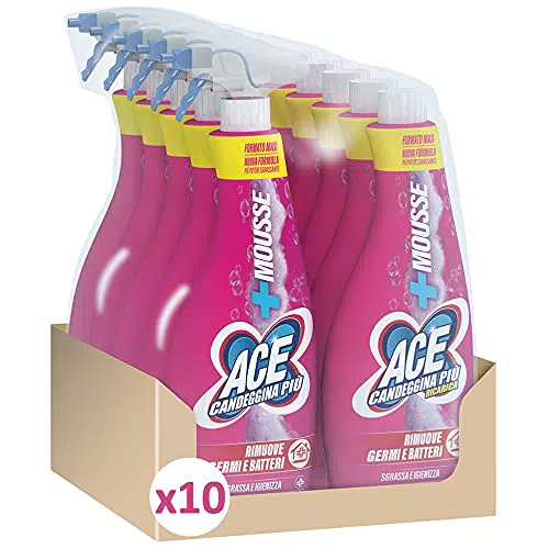 ACE Candeggina Spray Mousse + Ricarica, Confezione da 5 Candeggina Spray Mousse + 5 x Ricarica