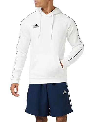 Adidas Core 18, Felpa con Cappuccio, Bianco