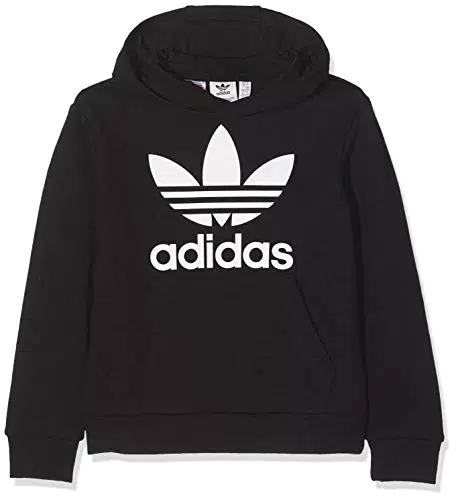 adidas Trefoil, Felpa con Cappuccio Unisex Bambini, Black/White