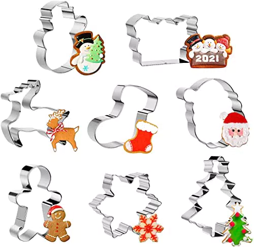 Aitsite 8Pcs Formine Biscotti Christmas Acciaio Inox Stampi Biscotti Bambini Cookies Cutter Set Animal per Festa Natale