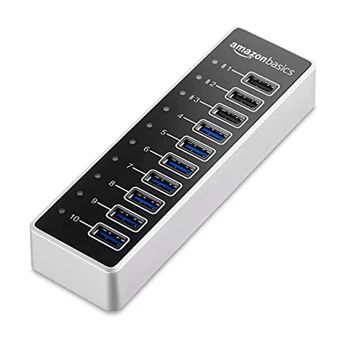 Amazon Basics - Hub USB-C 3.1, 10 porte, con alimentatore - 65 W