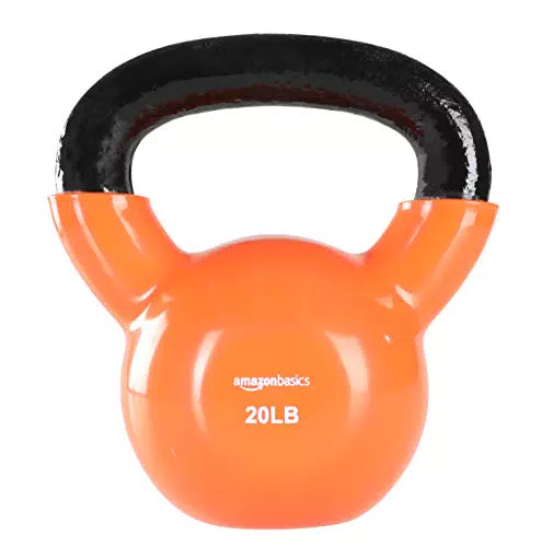 Amazon Basics - Kettlebell in vinile, 20 Libbre, arancione