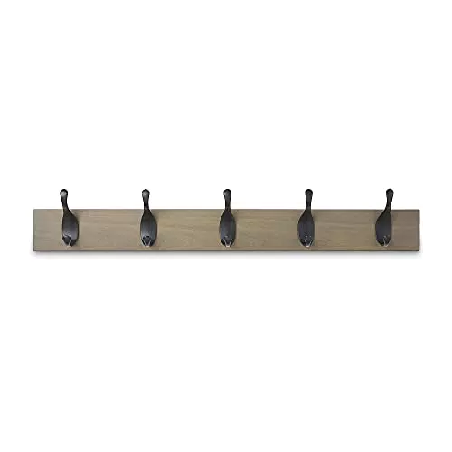 Amazon Basics - Legno Appendiabiti da parete, 5 ganci moderni 57 cmegno