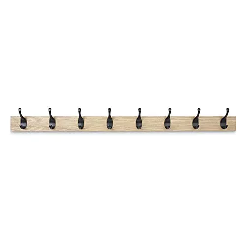 Amazon Basics - Legno Appendiabiti da parete, 8 ganci moderni 92 cm