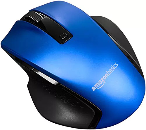 Amazon Basics - Mouse wireless ergonomico compatto con scrolling rapido - Blu