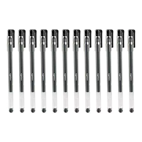 Amazon Basics - Penne gel esagonali, nere, confezione da 12