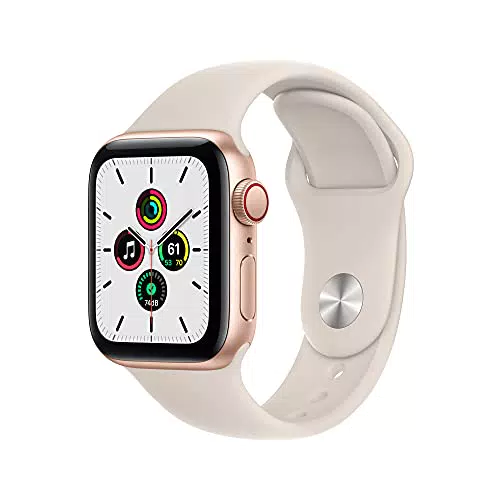 Apple Watch SE (1ª gen.) (GPS + Cellular, 40mm) Smartwatch con cassa in alluminio color oro con Cinturino Sport color galassia - Regular. Fitness tracker, monitoraggio della frequenza cardiaca