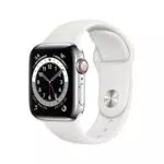 Apple Watch Series 6 con Cassa in acciaio inossidabile color argento con Cinturino Sport bianco