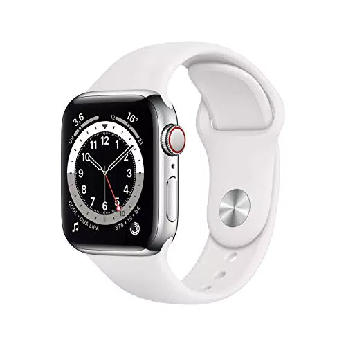 Apple Watch Series 6 con Cassa in acciaio inossidabile color argento con Cinturino Sport bianco