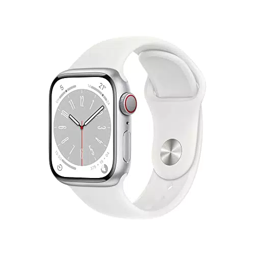 Apple Watch Series 8 Smartwatch con cassa in alluminio color argento con Cinturino Sport bianco - Regular. Fitness tracker