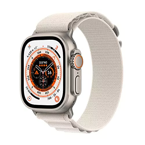 Apple Watch Ultra Smartwatch con robusta cassa in titanio e Alpine Loop color galassia - Medium. Fitness tracker