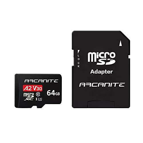 ARCANITE, 64 GB Micro SDXC scheda di memoria con adattatore - A2