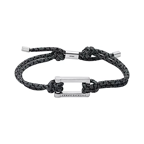 Armani Exchange Bracciale da Uomo in Acciaio Inossidabile con Chiusura a Cursoreunghezza 185 mm - 215 mm