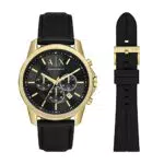 Armani Exchange Set regalo da uomo con cronografo in acciaio color oro