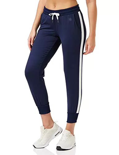 AURIQUE Leggings Sportivi Donna, Blu Marino/Bianco, 42