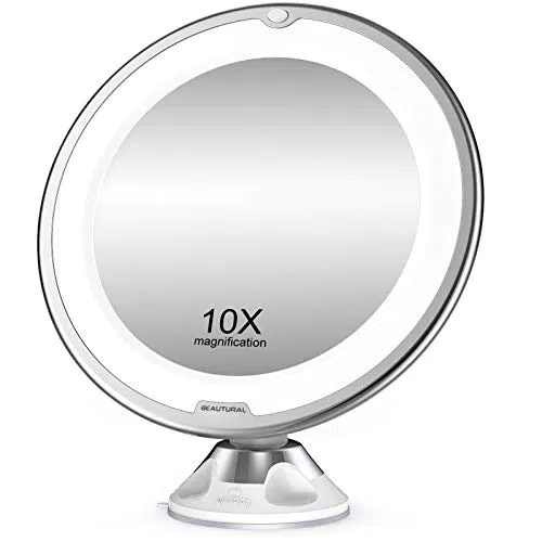 BEAUTURAL Specchio per Trucco Makeup con Ingrandimento 10X e Luce LED