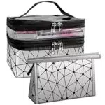 Beauty Case da Viaggio Pochette Donna: 2 Pcs Borsa Trucchi Organizer Trucco - Trousse Borse Toilette Grande a Doppio Strato - Bagno Impermeabile Portatile per Cosmetici Make Up Bag Kit