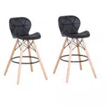 BenyLed Set di 2 Sedie da Bar in Pelle PU per Cucina e Patio Bar Sgabelli con Schienale 70 cm Altezza Bancone Sgabelli da Bar